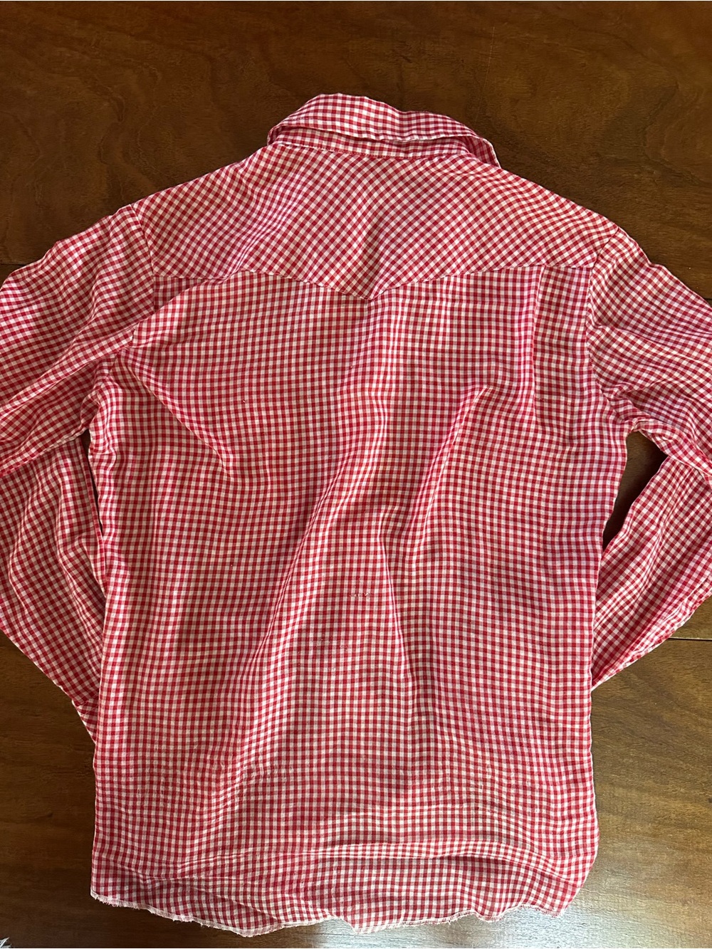 Vintage 70s 80s Wrangler Red Gingham Pearl Snap Western Shirt USA Made M - Picture 8 of 10